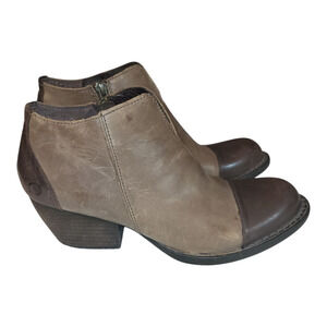 Vintage Born Women's Leather Keya Two Toned Ankle Boots Brown 9.5M